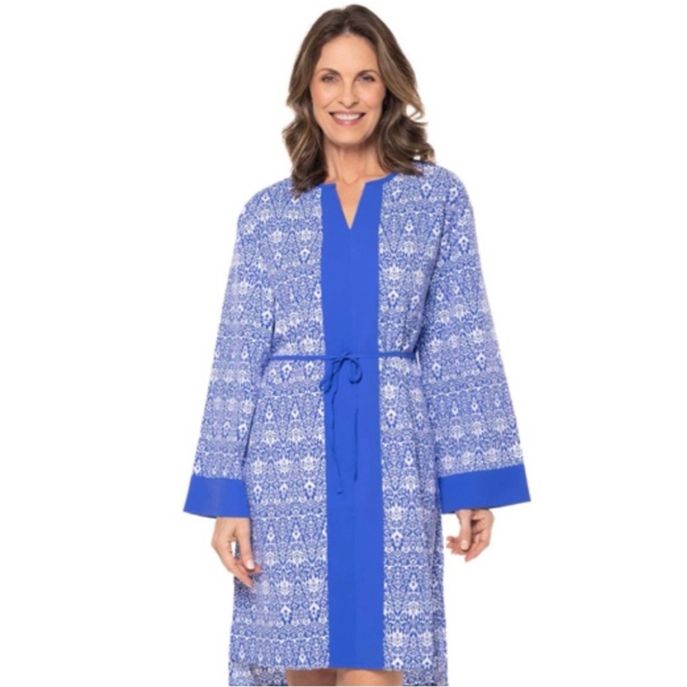 Coolibar UPF 50+ Women's Calvada Cover-Up Dress Blue Small NWT